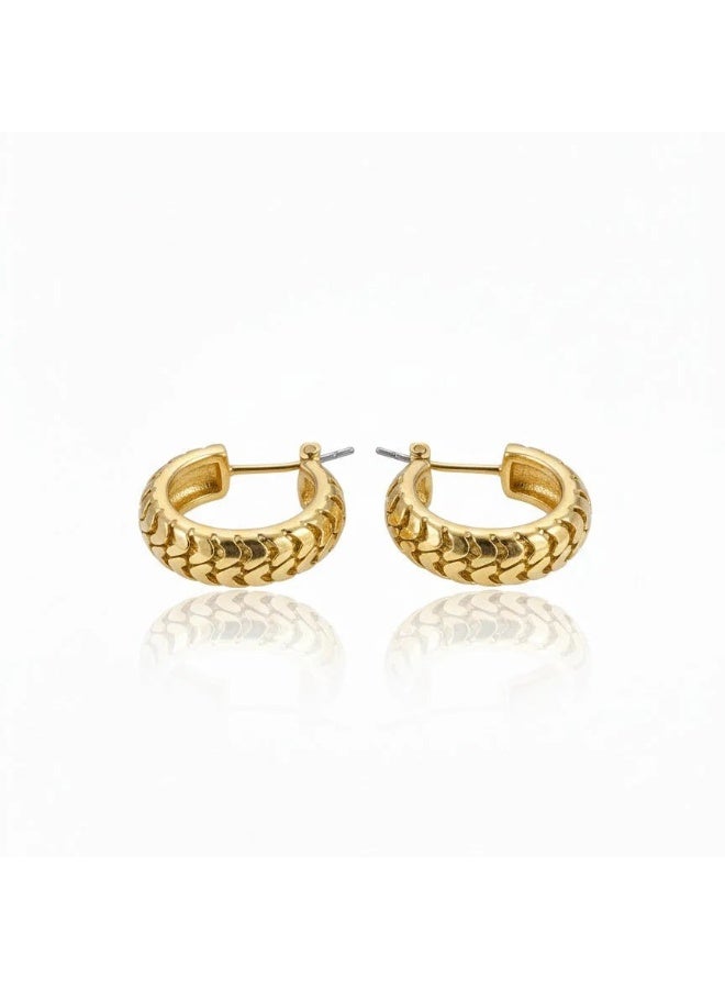 Vbranda Textured Hoop Stainless Steel Earrings EA-202 - Image 2